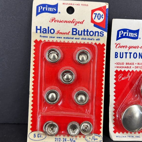 Vintage Prims Halo Insert Buttons and Cover Your Own Buttons Silver Brass - Picture 2 of 8